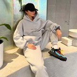 European And American Autumn And Winter Women'S Fashion Hooded Printed Sweatshirt Athleisure Suit