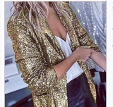 European And American 2024 Spring Casual Sequin Top Multi-Color Sequin Long-Sleeved Temperament Blazer