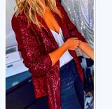 European And American 2024 Spring Casual Sequin Top Multi-Color Sequin Long-Sleeved Temperament Blazer