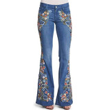 European And American Style Women'S Jeans, Embroidery, Slim Fit, Thin, Washed Flared Pants, Jeans, Women