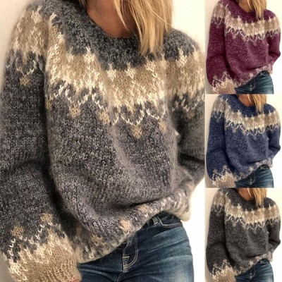 2024 European And American Wishebay New Women'S Autumn And Winter Casual Loose Mohair Thick Knit Jacquard Women'S Sweater