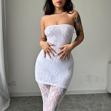 European And American Women'S New Hot-Selling Sexy Sister Style Lace Wrap Dress Fitted With Stockings