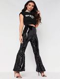 2024 New European And American Sexy Nightclub Women'S Multi-Color Sequined Flared Pants