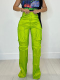 European And American Fashion Casual Women'S Solid Color Multi-Pocket Cargo Pants