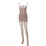 European And American Women'S New Hot-Selling Sexy Sister Style Lace Wrap Dress Fitted With Stockings
