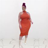 Bodycon Plus Size Women Solid Dresses Sleeveless