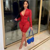 Woman Jumpsuit Long Sleeve Deep V Neck One Piece Jumpsuits And Rompers
