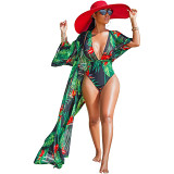 Floral Summer Beachwear Smock bikini set Women Swimsuit
