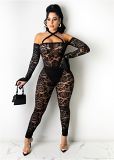 Lace Halter One Piece Woman Bodycon Jumpsuits