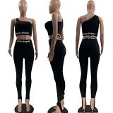 Crop Top Casual 2 Piece Outfits Womens Pants Set