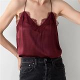 Casual summer satin lace camisole women tank top