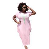 Short sleeve summer maxi long Woman Plus Size Dress