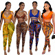 Summer women's mesh pants print strap two piece set