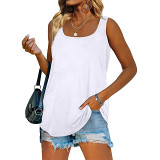 Summer sleeveless square collar plain vest T-shirt