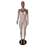Women's sexy see through one piece jumpsuit