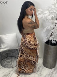 Club Wear Wrap Leopard Print Skirt Long Skirts With Tassels For Women