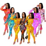 Printed Crop Top 2 Piece Set Summer Shirt Blouse And Pants Elegant Lady Womens Casual Sets