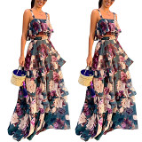 Two piece dress halter top peplum skirt summer women 2 piece suit outfit