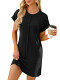 Summer solid color round neck short sleeve loose casual women's dress