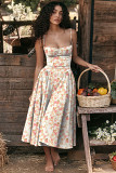 Summer French retro court dopamine long dress with straps for women