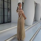 Strapless sexy halter loose holiday beach dress