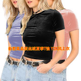 Summer velvet crew neck T-shirt Y2K women top