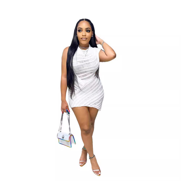 Sleeveless bodycon hollow out sexy short mini dress