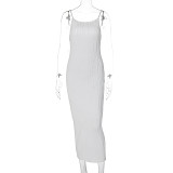 Fashion three-dimensional lines sexy sling slim sleeveless long dress