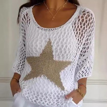 Round neck knitted casual women top