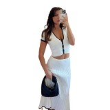 Elegant dress women's 2 piece casual skirt set