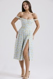 Slim suspender sexy split midi long women summer floral dress