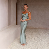 New suspender deep V-neck slim urban fashion solid color dress