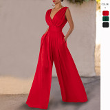 Fashion summer new high waist slim straight wide leg jumpsuit women