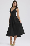 Sling dress elegant retro fashion printed V-neck long dress