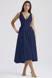 Sling dress elegant retro fashion printed V-neck long dress