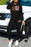 Casual Rhinestone print long sleeve blouse top long leisure Pants Set