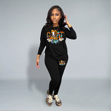 Casual Rhinestone print long sleeve blouse top long leisure Pants Set