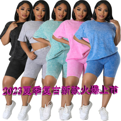 Simple and loose T-shirt shorts leisure sports suit in summer
