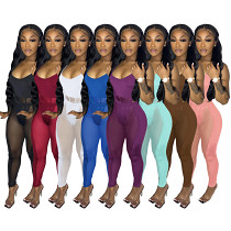 Mesh splicing sling sexy hollow nightclub perspective two-piece set