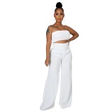 Solid color casual new tube top pants women's two-piece suit