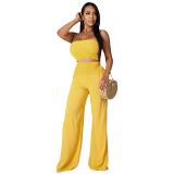 Solid color casual new tube top pants women's two-piece suit