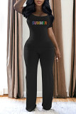 Casual Rhinestone print short sleeve square collar top wide leg Pants Set