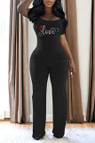 Casual Rhinestone print short sleeve square collar top wide leg Pants Set