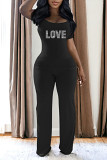 Casual Rhinestone print short sleeve square collar top wide leg Pants Set