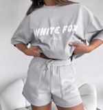 Casual loose leisure trendy letter print t-shirt shorts summer 2 piece outfit