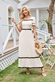 Puff sleeve square collar A-line pleated maxi long summer dress