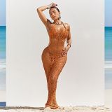 Sexy openwork backless neck three-piece beach dress suit