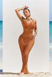 Sexy openwork backless neck three-piece beach dress suit