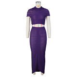 Sexy knit perspective nightclub suit low waist bag hip skirt suit