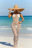 Sexy openwork backless neck three-piece beach dress suit